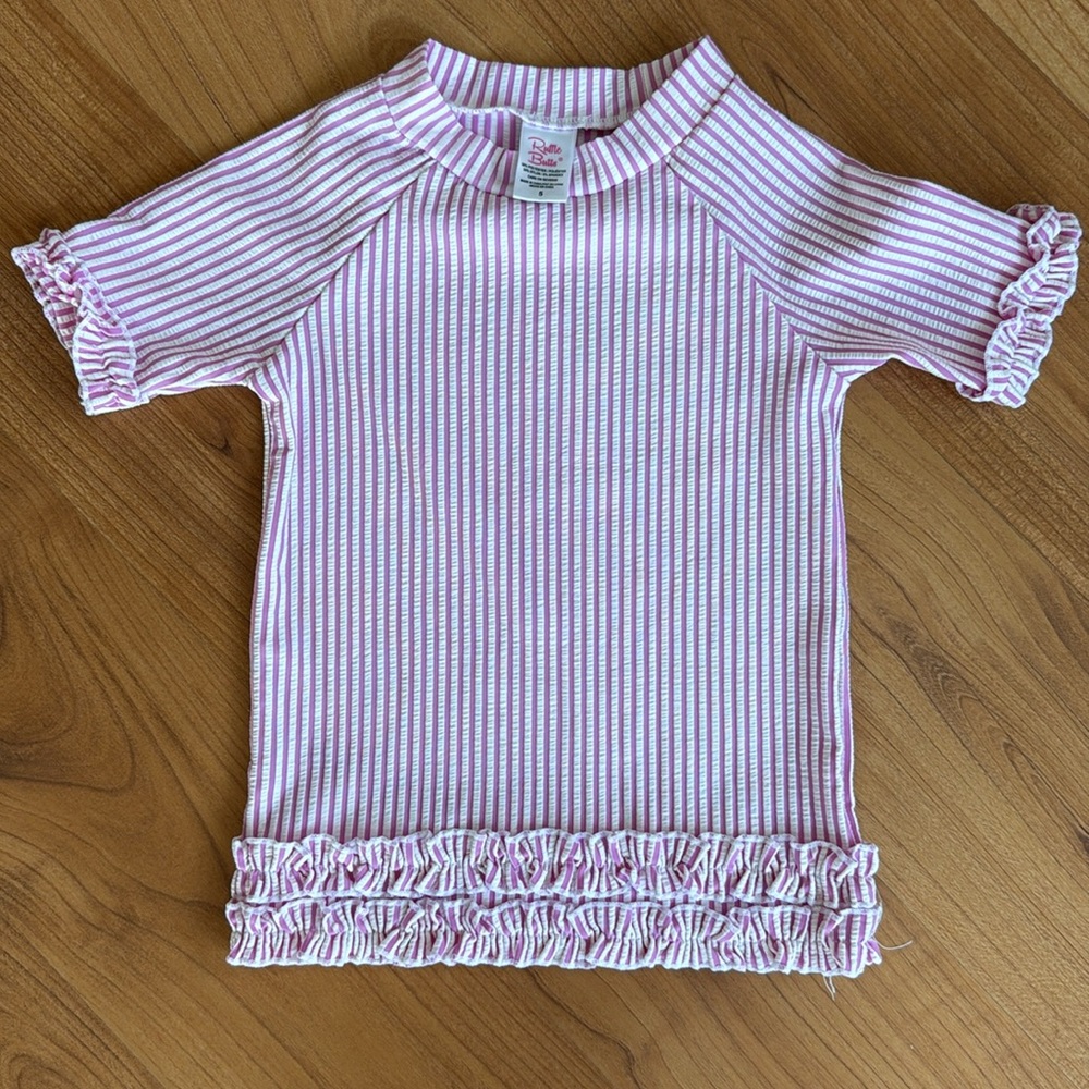 Ruffle Butts Rashguard Swim Set with Ruffle Trim - Picture 3 of 5